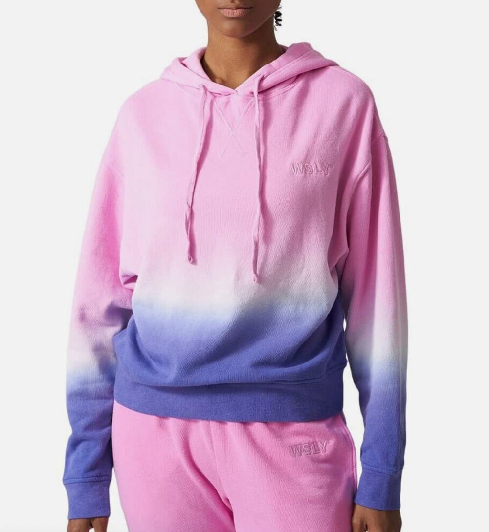 WSLY Pink Purple Oversize Ombre Hoodie Cotton Lined Ecosoft Size Medium M